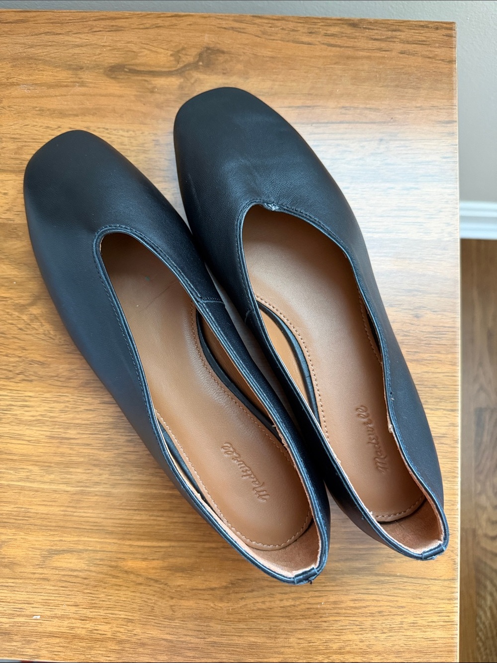 Madewell Black Leather Slip-On Ballet Flats